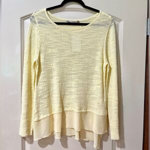 NWT SOFT SURROUNDINGS Long Sleeve Open Knit Sweater Yellow Women’s Size PM